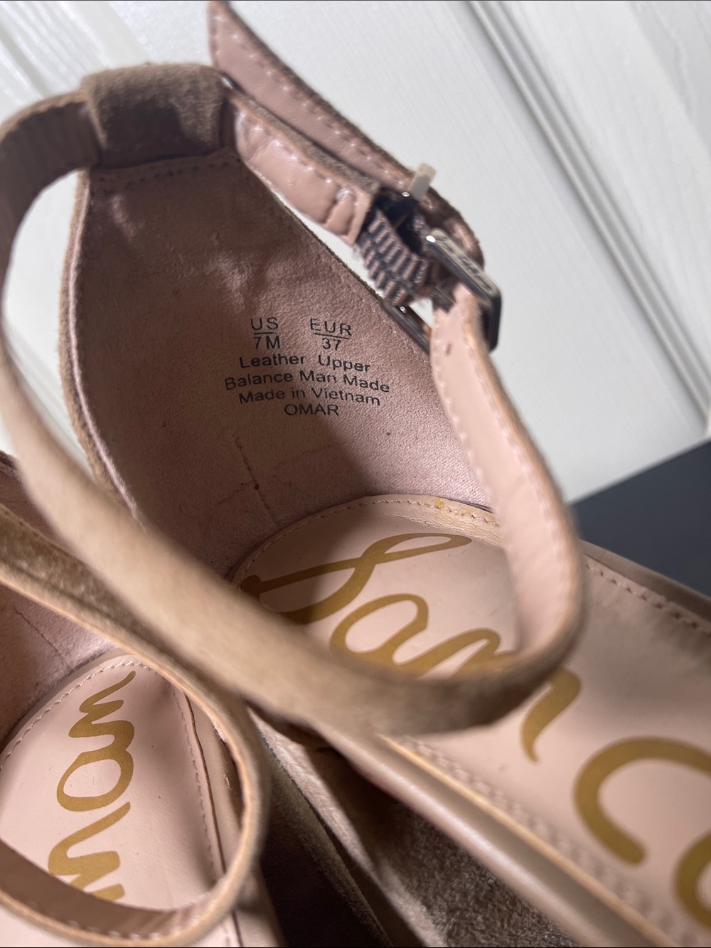 Sam Edelman Nude Suede Block Heel Sandals - Picture 7 of 7